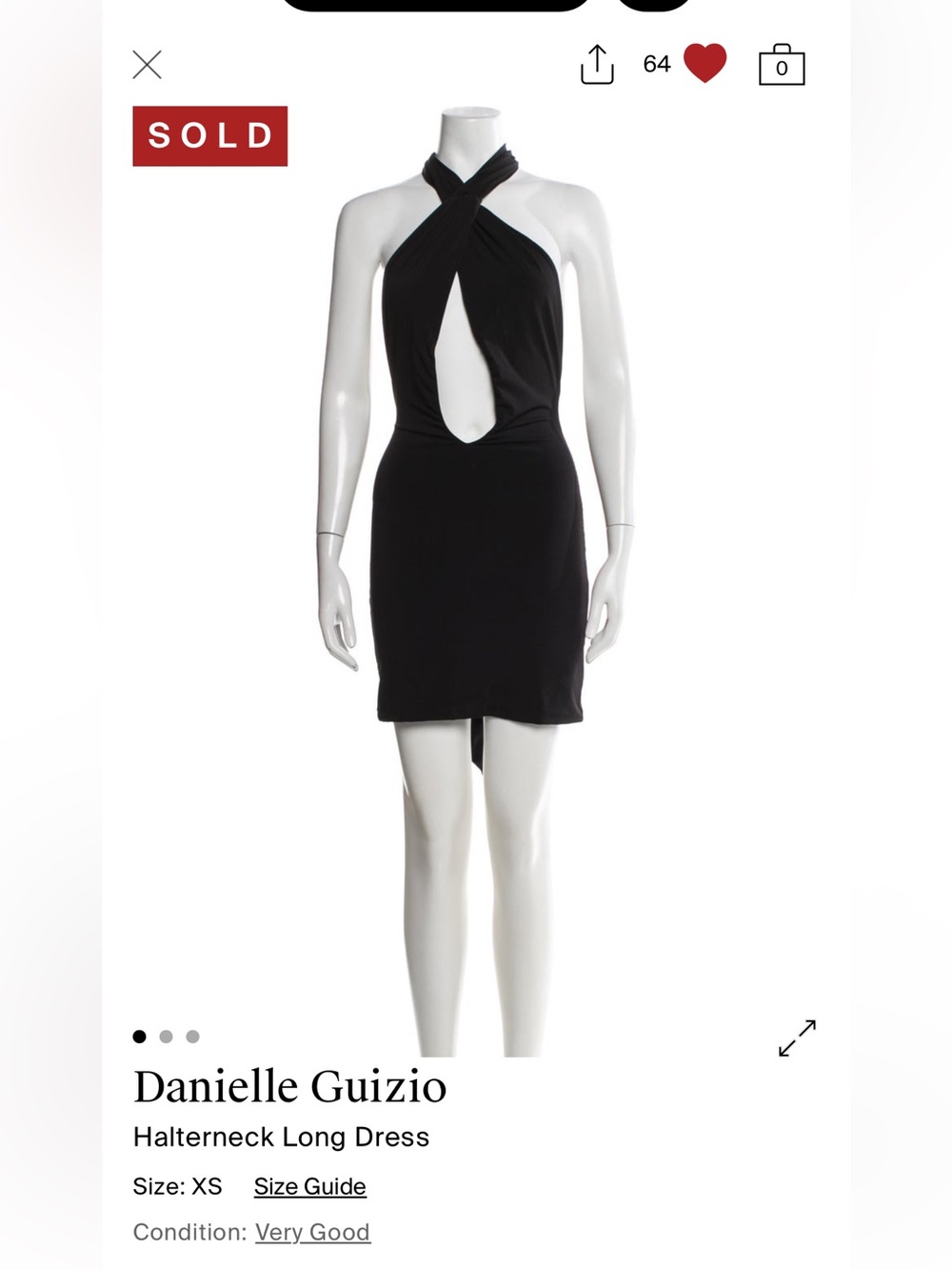 Danielle guizio halter tie neck mini black dress lbd bodycon cross front